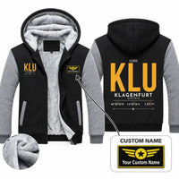Thumbnail for Klagenfurt Airport (KLU) Zipped Sweatshirts - Tag + Name - Black & Gray