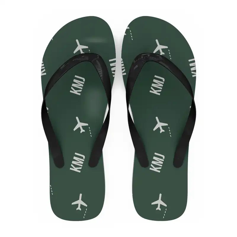 Aso Kumamoto Airport (KMJ) Slippers & Flip Flops - Slippers - Flip Flops - Pattern - Dark Green