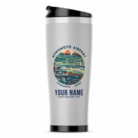 Thumbnail for Aso Kumamoto Airport (KMJ) Travel Mugs - Badge + Name - Stainless Steel (No Holder) - Light Gray