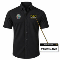 Thumbnail for Kinmen Airport (KNH) Shirts - Short Sleeve Shirt - Badge - Black + NAME