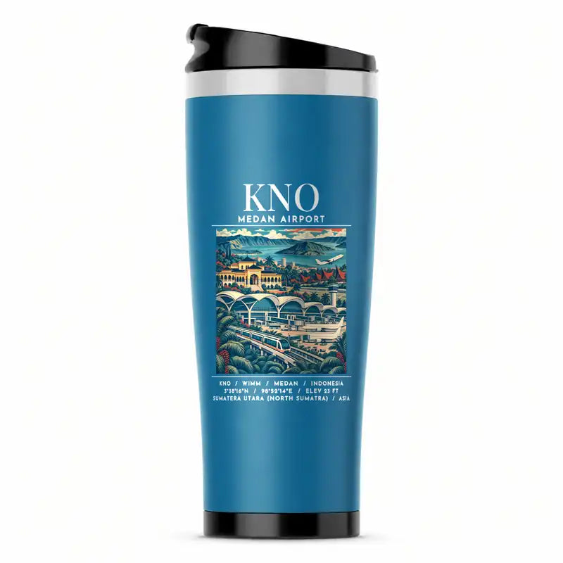Kualanamu International Airport Medan (KNO) Travel Mugs - Poster - Stainless Steel (No Holder) - Light Blue