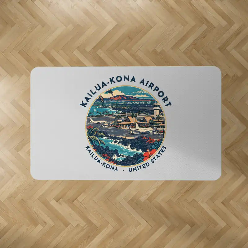 Ellison Onizuka Kona International Airport at Keāhole Kailua-Kona (KOA) Carpets - Carpet Rectangle - Badge - Light Gray V2