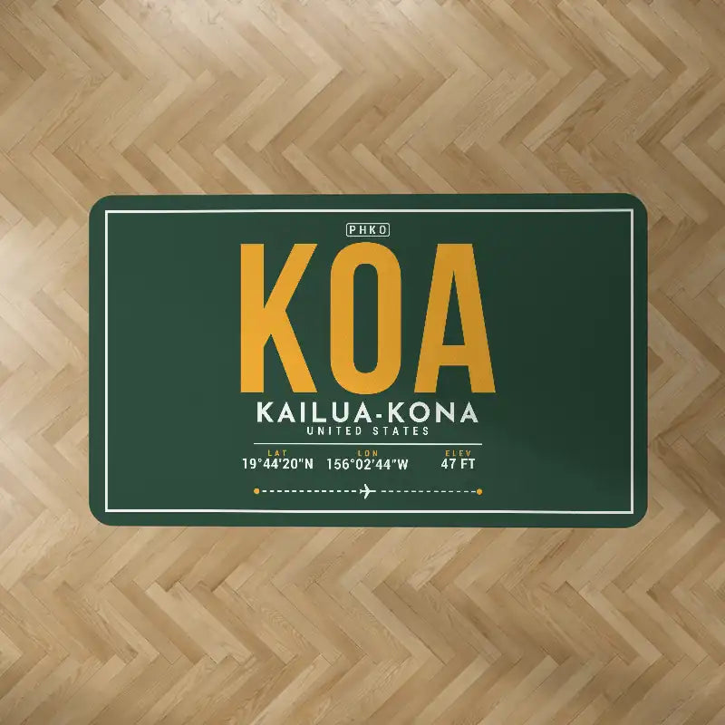 Ellison Onizuka Kona International Airport at Keāhole Kailua-Kona (KOA) Carpets - Carpet Rectangle - ID Tag - Dark Green V2