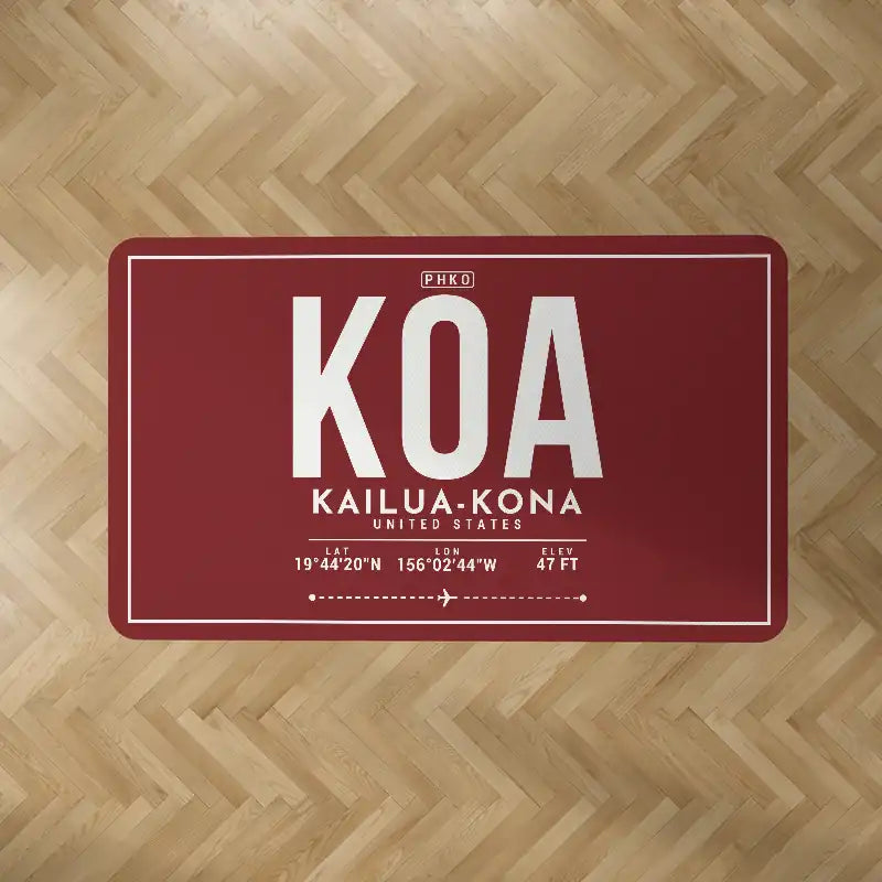 Ellison Onizuka Kona International Airport at Keāhole Kailua-Kona (KOA) Carpets - Carpet Rectangle - ID Tag - Dark Red V2