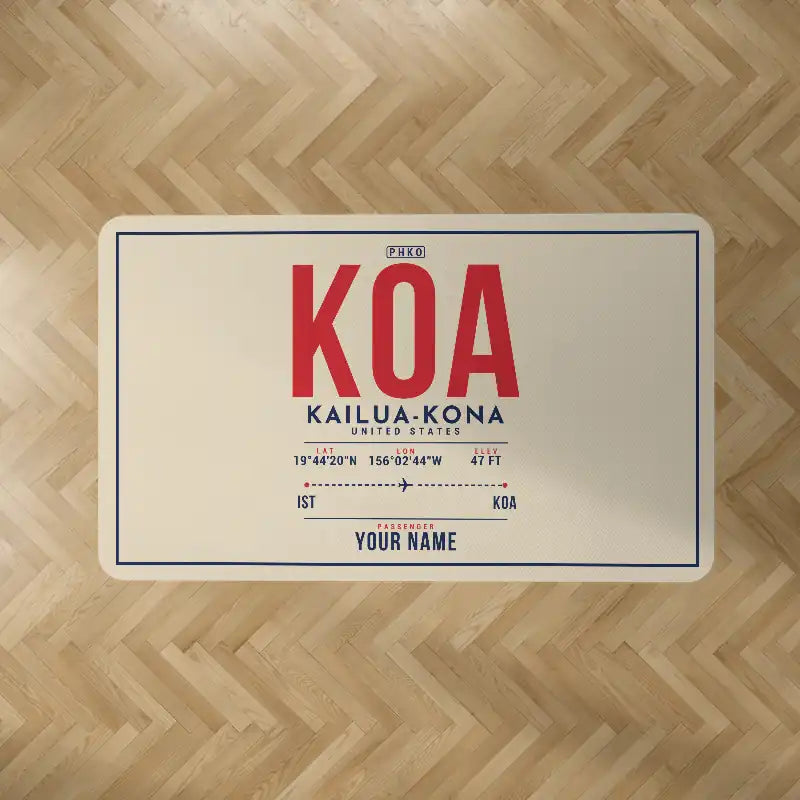 Ellison Onizuka Kona International Airport at Keāhole Kailua-Kona (KOA) Carpets - Carpet Rectangle - ID Tag + Name - Beige V2