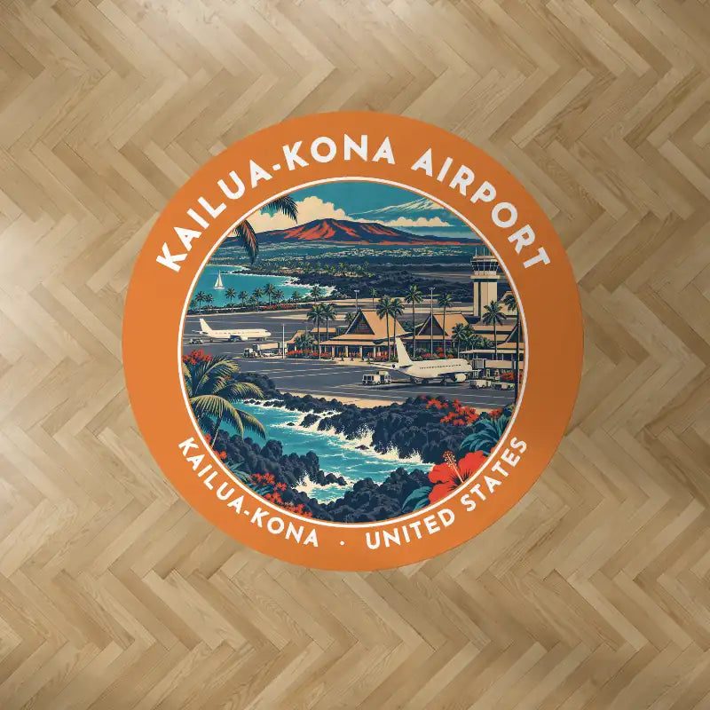 Ellison Onizuka Kona International Airport at Keāhole Kailua-Kona (KOA) Carpets - Carpet Round - Badge - Orange V2