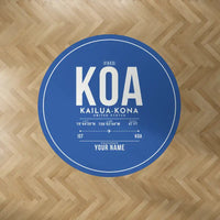 Thumbnail for Ellison Onizuka Kona International Airport at Keāhole Kailua-Kona (KOA) Carpets - Carpet Round - ID Tag + Name - Blue V2