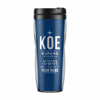 Thumbnail for El Tari Airport (KOE) Travel Mugs - ID Tag + Name - Plastic (No Holder) - Blue