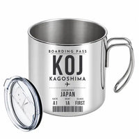 Thumbnail for Kagoshima Airport (KOJ) Stainless Steel Mugs - Boarding Pass - Portable Mug - Silver