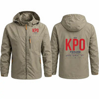 Thumbnail for Pohang Airport (KPO) Stylish Jackets - Hooded Windbreaker - Tag - Khaki