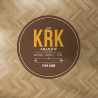 Thumbnail for Kraków John Paul II International Airport (KRK) Carpets - Carpet Round - ID Tag + Name - Brown