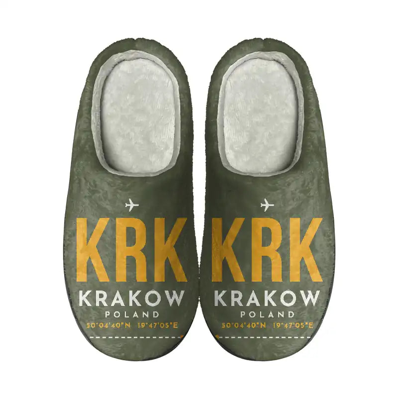Kraków John Paul II International Airport (KRK) Slippers & Flip Flops - Slippers - Cotton - Code - Same - Green Army