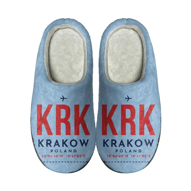 Kraków John Paul II International Airport (KRK) Slippers & Flip Flops - Slippers - Cotton - Code - Same - Light Blue
