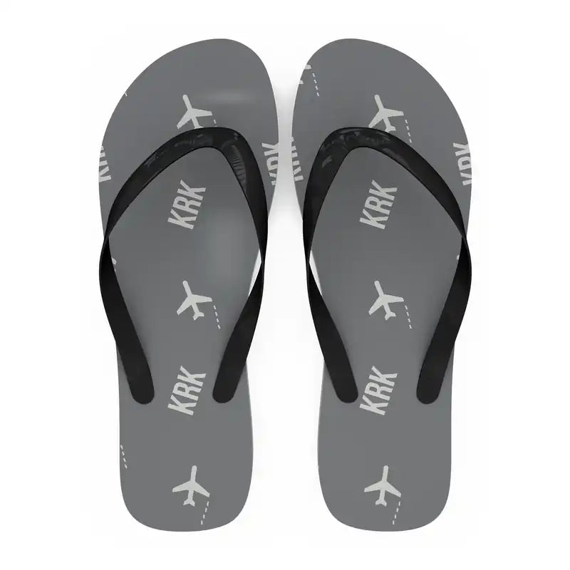 Kraków John Paul II International Airport (KRK) Slippers & Flip Flops - Slippers - Flip Flops - Pattern - Gray
