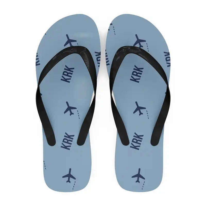 Kraków John Paul II International Airport (KRK) Slippers & Flip Flops - Slippers - Flip Flops - Pattern - Light Blue