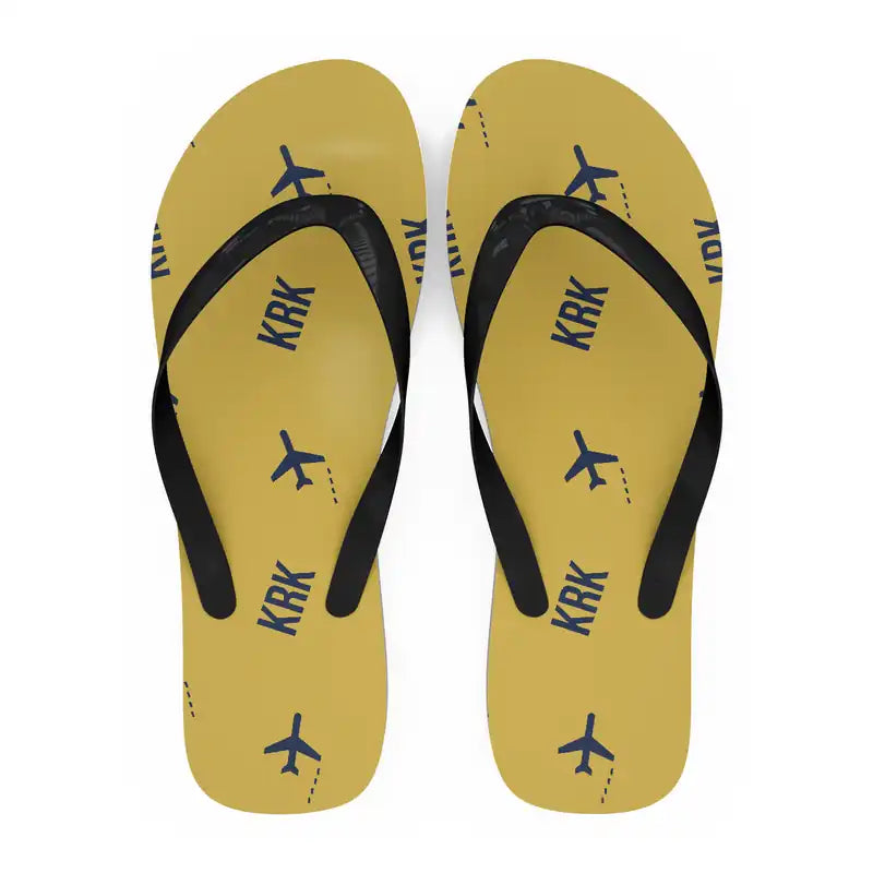 Kraków John Paul II International Airport (KRK) Slippers & Flip Flops - Slippers - Flip Flops - Pattern - Yellow