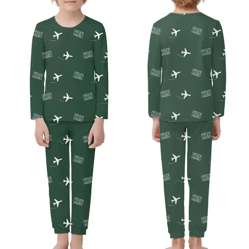 Kiruna Airport (KRN) Pajamas - Children Pajamas - Dark Green