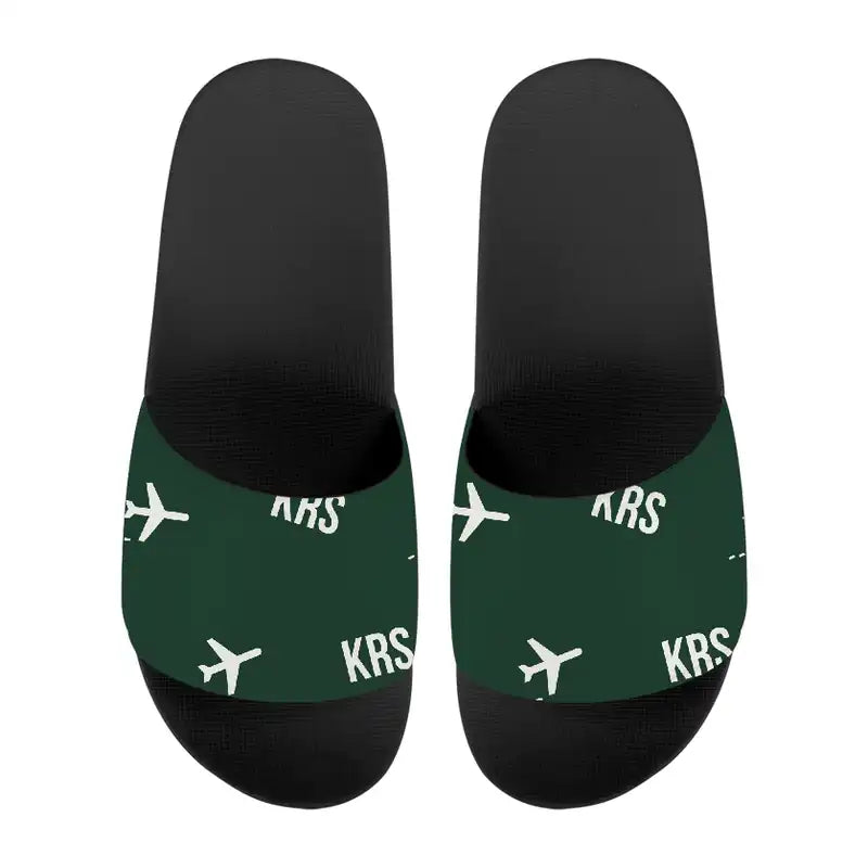 Kristiansand Airport, Kjevik (KRS) Slippers & Flip Flops - Slippers - Sport - Pattern - Dark Green