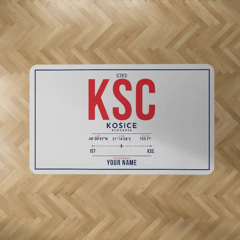 Košice International Airport (KSC) Carpets - Carpet Rectangle - ID Tag + Name - Light Gray V2