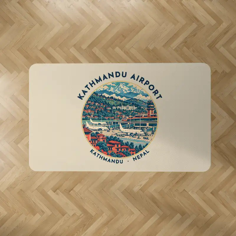 Tribhuvan International Airport Kathmandu (KTM) Carpets - Carpet Rectangle - Badge - Beige V2