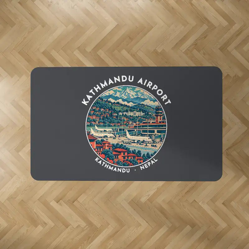 Tribhuvan International Airport Kathmandu (KTM) Carpets - Carpet Rectangle - Badge - Dark Gray V2