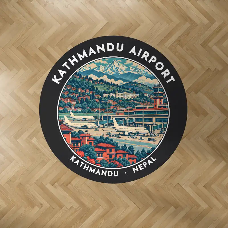 Tribhuvan International Airport Kathmandu (KTM) Carpets - Carpet Round - Badge - Black V2