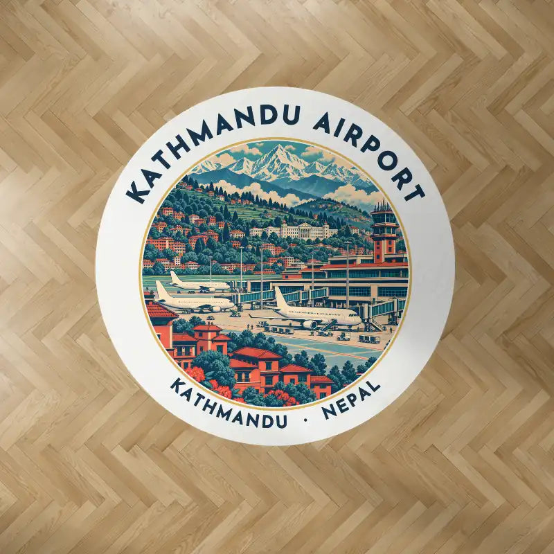 Tribhuvan International Airport Kathmandu (KTM) Carpets - Carpet Round - Badge - White V2