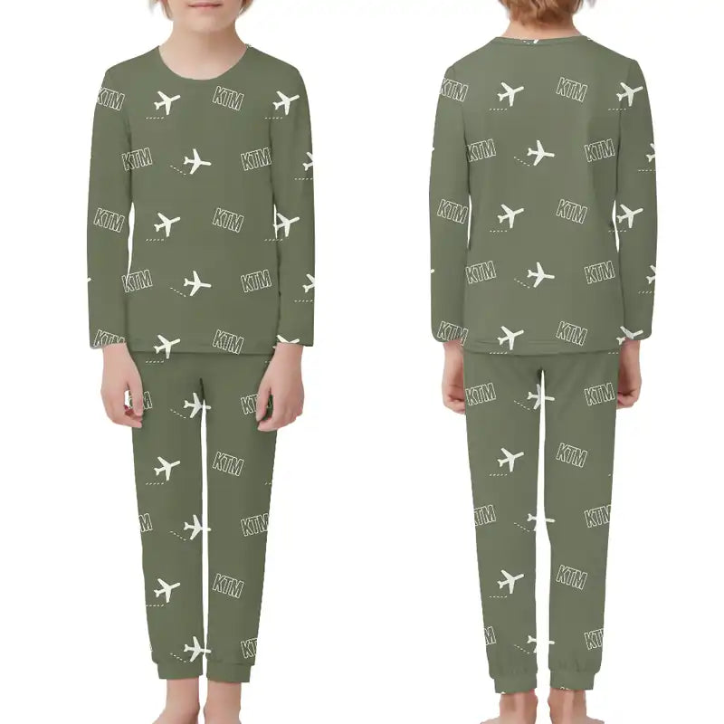 Tribhuvan International Airport Kathmandu (KTM) Pajamas - Children Pajamas - Green Army