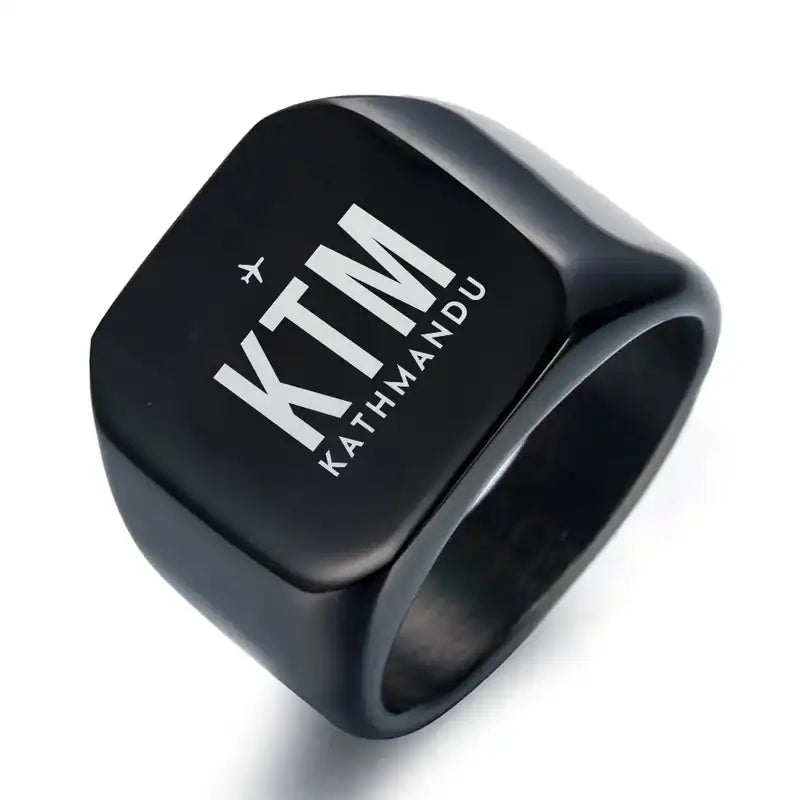 Tribhuvan International Airport Kathmandu (KTM) Rings - Ring - Black