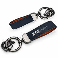 Thumbnail for Katowice Wojciech Korfanty International Airport (KTW) Leather Key Chains - Leather Key Chain - Horseshoe Buckle - Original Design - Navy Blue