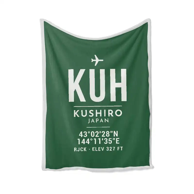 Kushiro Airport (KUH) Bedding Sets & Blankets - Blanket - ID Tag - Green