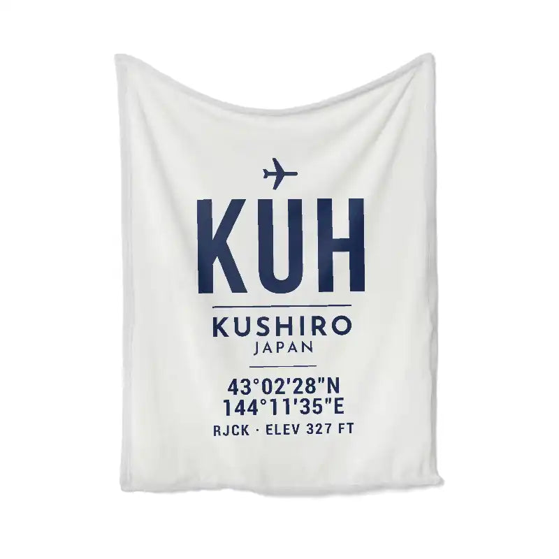 Kushiro Airport (KUH) Bedding Sets & Blankets - Blanket - ID Tag - White