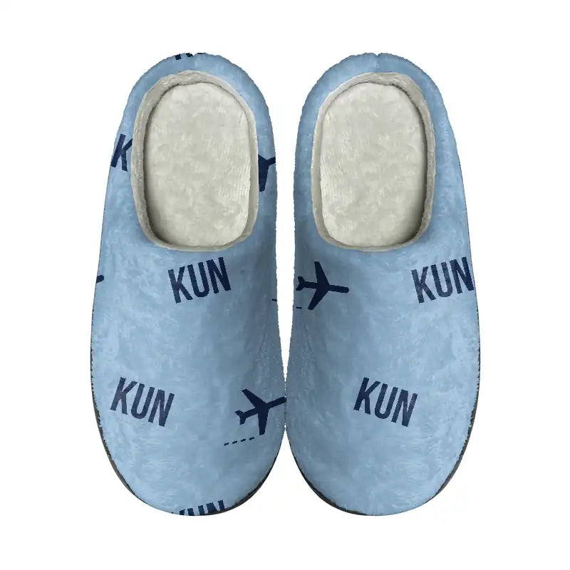 Kaunas International Airport (KUN) Slippers & Flip Flops - Slippers - Cotton - Pattern - Light Blue