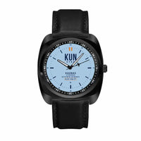 Thumbnail for Kaunas International Airport (KUN) Aviator Watches - Classic - Light Blue - Luxury Cushion - Black & Black Strap