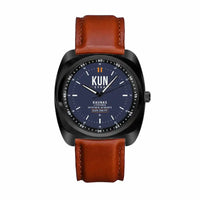 Thumbnail for Kaunas International Airport (KUN) Aviator Watches - Classic - Navy Blue - Luxury Cushion - Black & Dark Brown Strap