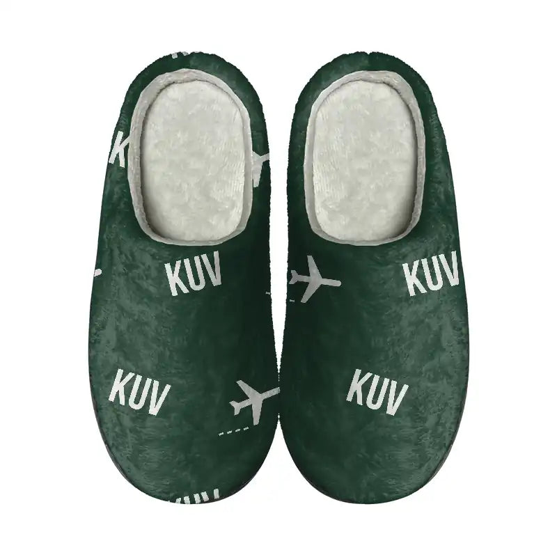 Gunsan Airport (KUV) Slippers & Flip Flops - Slippers - Cotton - Pattern - Dark Green