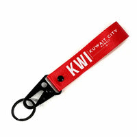 Thumbnail for Kuwait International Airport (KWI) Hawk-Shaped Key Chains - Hawk Key Chain - Tag - Red