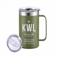 Thumbnail for Guilin Liangjiang International Airport (KWL) Stainless Steel Mugs - ID Tag - Stainless Steel Mug - 24 oz / 700ML - Army Green