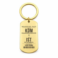 Thumbnail for Kaadedhdhoo Airport KDM - Key Chain - Customizable Boarding Pass - Gold
