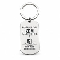 Thumbnail for Kaadedhdhoo Airport KDM - Key Chain - Customizable Boarding Pass - Silver