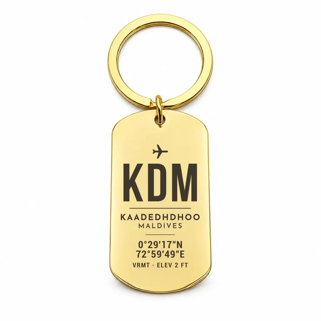 Kaadedhdhoo Airport KDM - Key Chain - Original Design - Gold