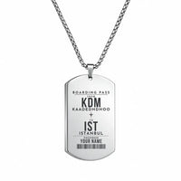 Thumbnail for Kaadedhdhoo Airport KDM - Necklace - Customizable Boarding Pass - Silver