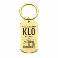 Thumbnail for Kalibo International Airport KLO - Key Chain - Boarding Pass Style - Gold