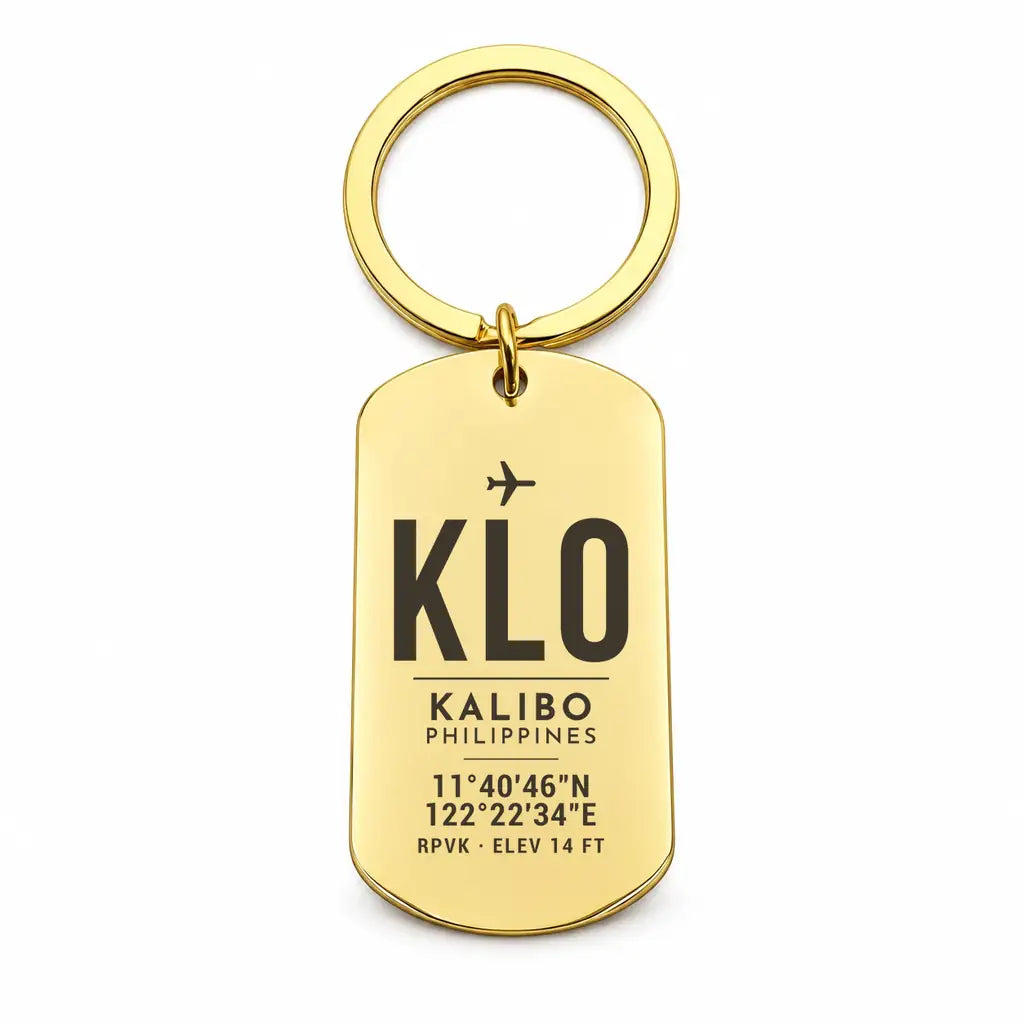 Kalibo International Airport KLO - Key Chain - Original Design - Gold