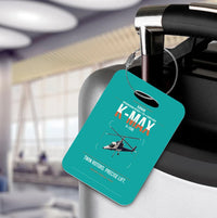 Thumbnail for Kaman K-1200 K-MAX design on turquoise acrylic luggage tags, double-side print