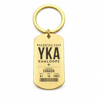 Thumbnail for Kamloops Airport YKA - Key Chain - Boarding Pass Style - Gold