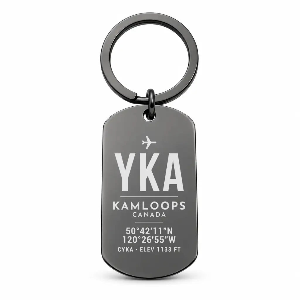 Kamloops Airport YKA - Key Chain - Original Design - Black