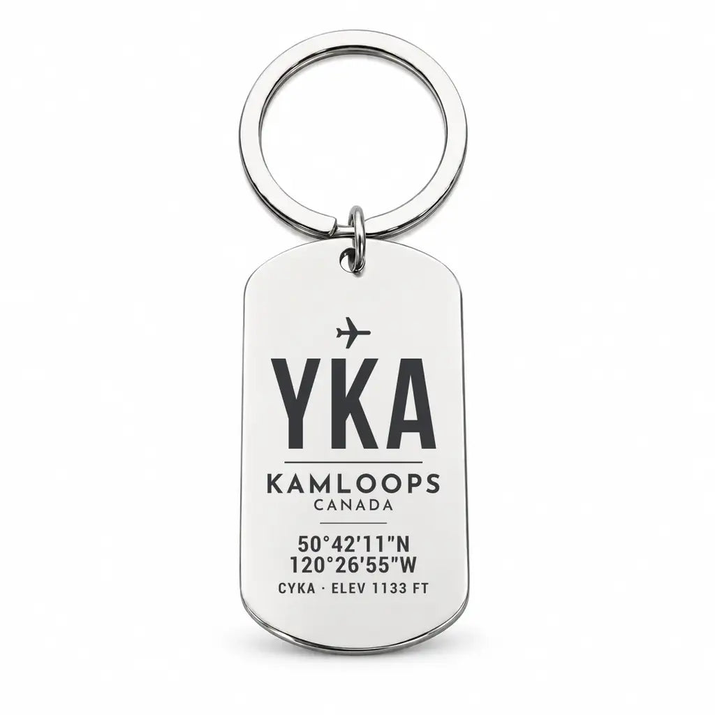 Kamloops Airport YKA - Key Chain - Original Design - Silver