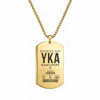 Thumbnail for Kamloops Airport YKA - Necklace - Boarding Pass Style - Gold