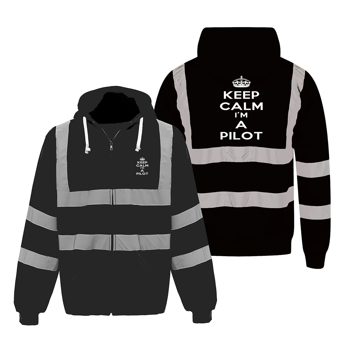 Keep Calm I'm a Pilot Designed Reflective Zipped Hoodies